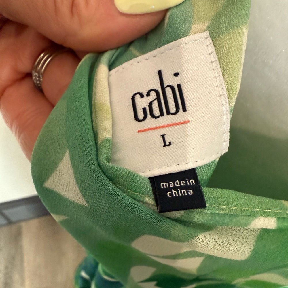 Cabi Green Leaf Print Sleeveless Dress - Picture 3 of 10